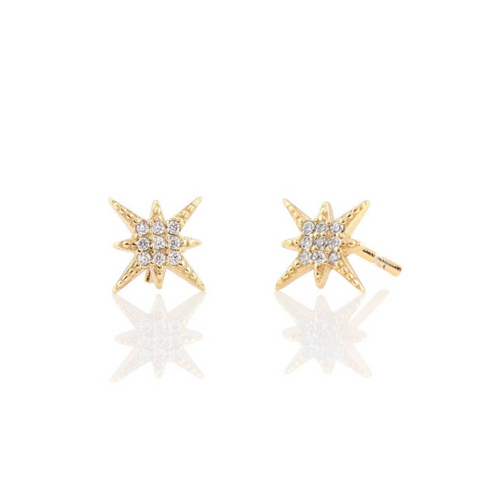 Starburst Pave Studs in Gold