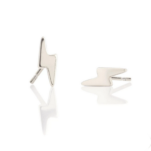 Lightning Bolt Studs in Silver