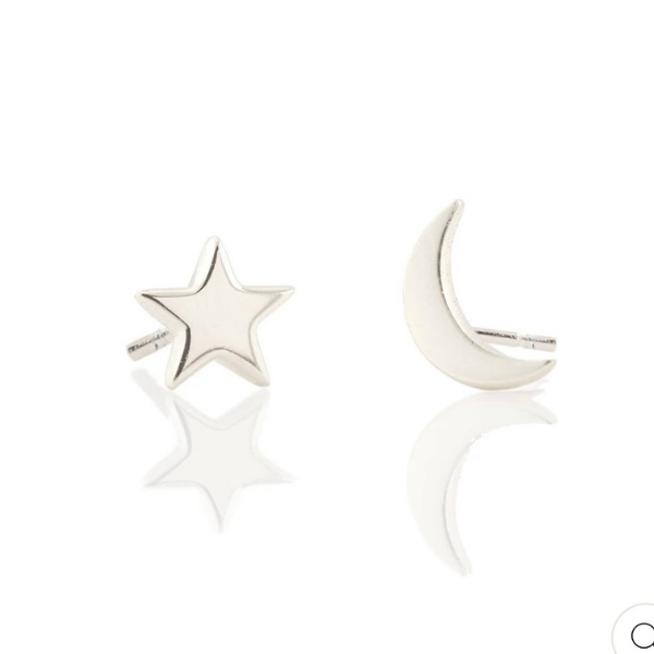 Star Moon Studs in Silver