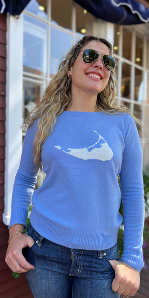 Nantucket Island Cashmere Sweater in Winter Blue