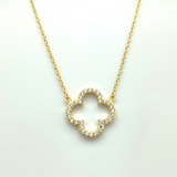 VC Single Open Quatrafoil Necklace in Gold