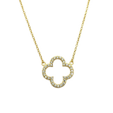 VC Single Open Quatrafoil Necklace in Gold