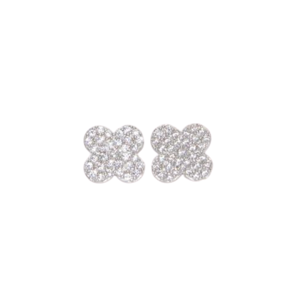 CZ Quatrafoil Earrings - Silver