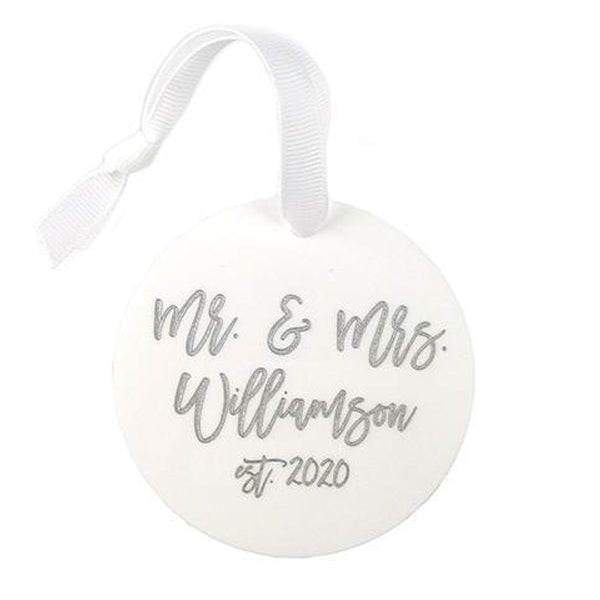 Personalized White Wedding Ornament
