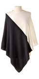 Cashmere Color Block Cape in Ivory/Black