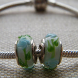 Blue and Green Flower Glass Bead