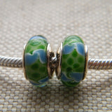 Blue and Green Swirl Glass Bead