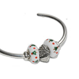 Cuff Bracelet with Christmas Dory & White Beads