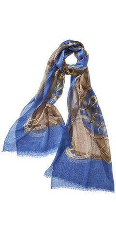 Cinta Featherweight Cashmere Scarf in Cornflower/Camel