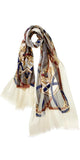 Cinta Featherweight Cashmere Scarf in Navy/Ivory