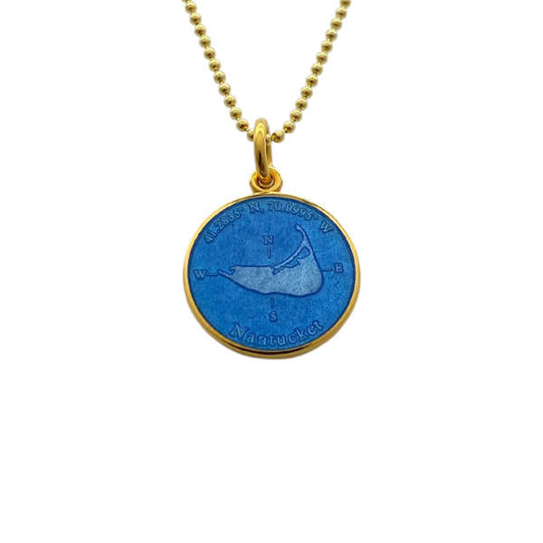 Small Colby Davis Gold Nantucket Charm in French Blue