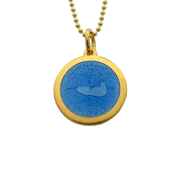 Medium Colby Davis Gold Nantucket Charm in French Blue