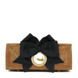 Nantucket Straw Clutch with Black Bow