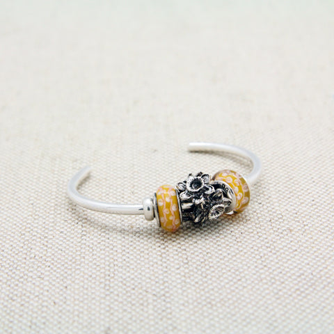 Cuff Bracelet with Daffodil Charm Bead