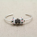 Cuff Bracelet with Christmas Dory & White Beads