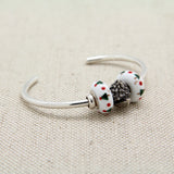 Cuff Bracelet with Christmas Dory & White Beads
