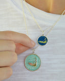 Large Enamel Island Charm Necklace in Pearlized Aqua