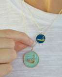 Small Enamel Nantucket Island Charm Necklace in Pearlized Aqua