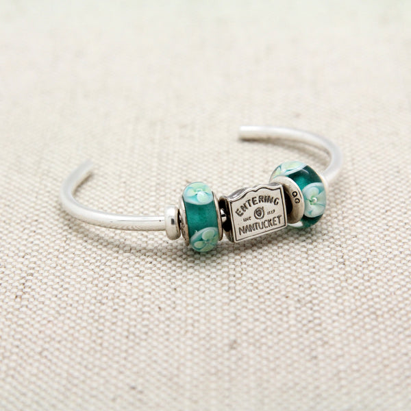 Cuff Bracelet with Entering Nantucket Charm Bead