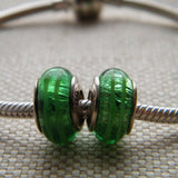 Green Stripe Glass Bead