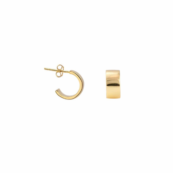 Wide Huggie Hoop Earrings in Gold