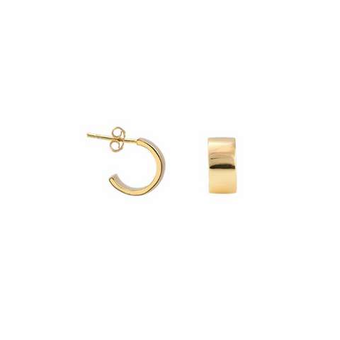Wide Huggie Hoop Earrings in Gold