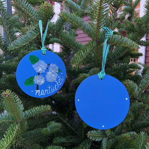 Hydrangea Flat Round Ornament