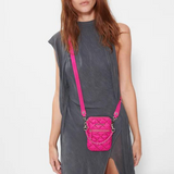MZ Wallace Micro Crosby in Bright Fuchsia with Sequins