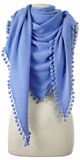 Cashmere Pom Pom Triangle Wrap in Wedgewood