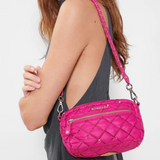 MZ Wallace Mini Crosby in Bright Fuchsia with Sequins