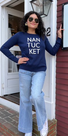 Stacked Nantucket Sweater in Navy