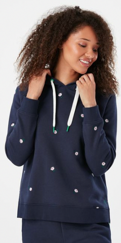 Rowley Hooded Sweatshirt in Navy Ditsy by Joules