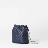 MZ Wallace Crosby Drawstring Bucket in Navy Dawn / White