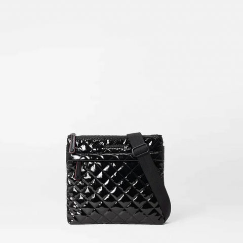 MZ Wallace Metro Flat Crossbody in Black Lacquer