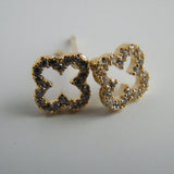 Open Mini CZ Quatrafoil Earrings - Gold