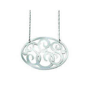 Oval Swirly Lace Monogram Necklace by Jane Basch