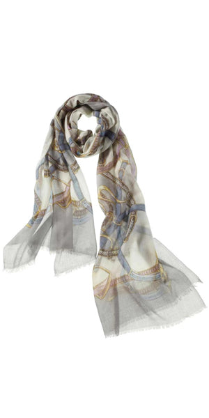 Cinta Featherweight Cashmere Scarf in Pearl Blue/Grey