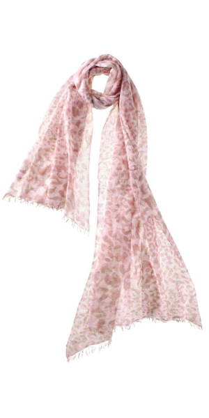 Leopard Featherweight Cashmere Scarf in Pink