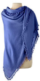 Cashmere Pom Pom Triangle Wrap in Cornflower