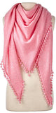 Cashmere Pom Pom Triangle Wrap in Pink Mist