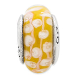 Yellow With White Dots Glass Bead