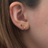 Rainbow Pave Huggie Earrings in Silver