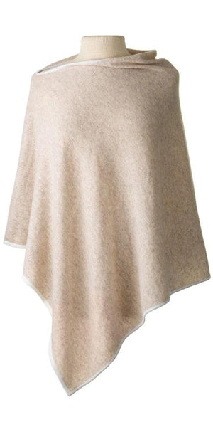 Cashmere Cape in Sand Tipped with Ecru