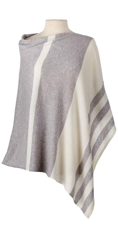 Cashmere Striped Cape in Birch/Ecru