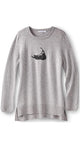 Nantucket Island Cashmere Sweater in Birch w/ Charcoal Island